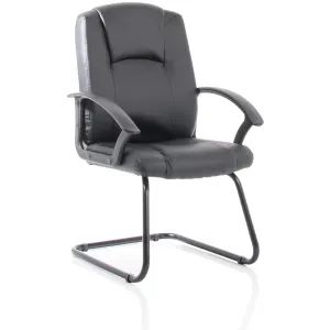 Bella Medium Back Black Bonded Leather Black Frame Cantilever Visitor Chair