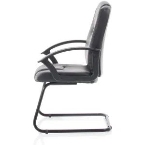 Bella Medium Back Black Bonded Leather Black Frame Cantilever Visitor Chair