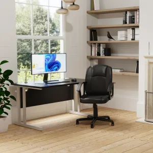 Bella Medium Back Black Bonded Leather Black Frame Cantilever Visitor Chair