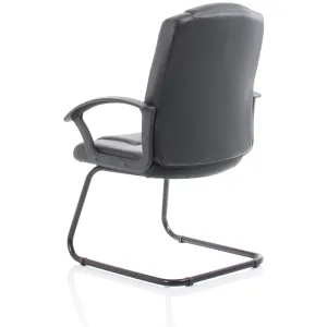 Bella Medium Back Black Bonded Leather Black Frame Cantilever Visitor Chair