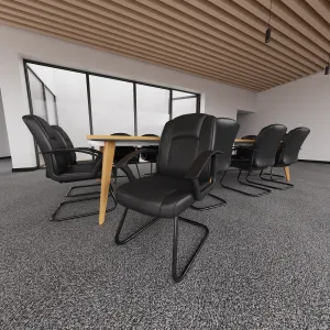 Bella Medium Back Black Bonded Leather Black Frame Cantilever Visitor Chair