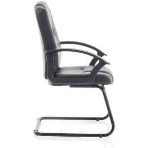 Bella Medium Back Black Bonded Leather Black Frame Cantilever Visitor Chair