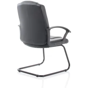 Bella Medium Back Black Bonded Leather Black Frame Cantilever Visitor Chair