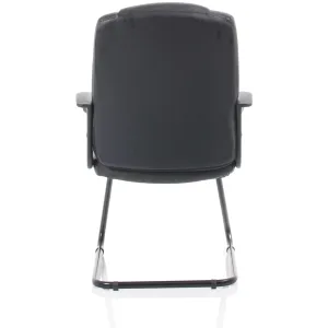 Bella Medium Back Black Bonded Leather Black Frame Cantilever Visitor Chair