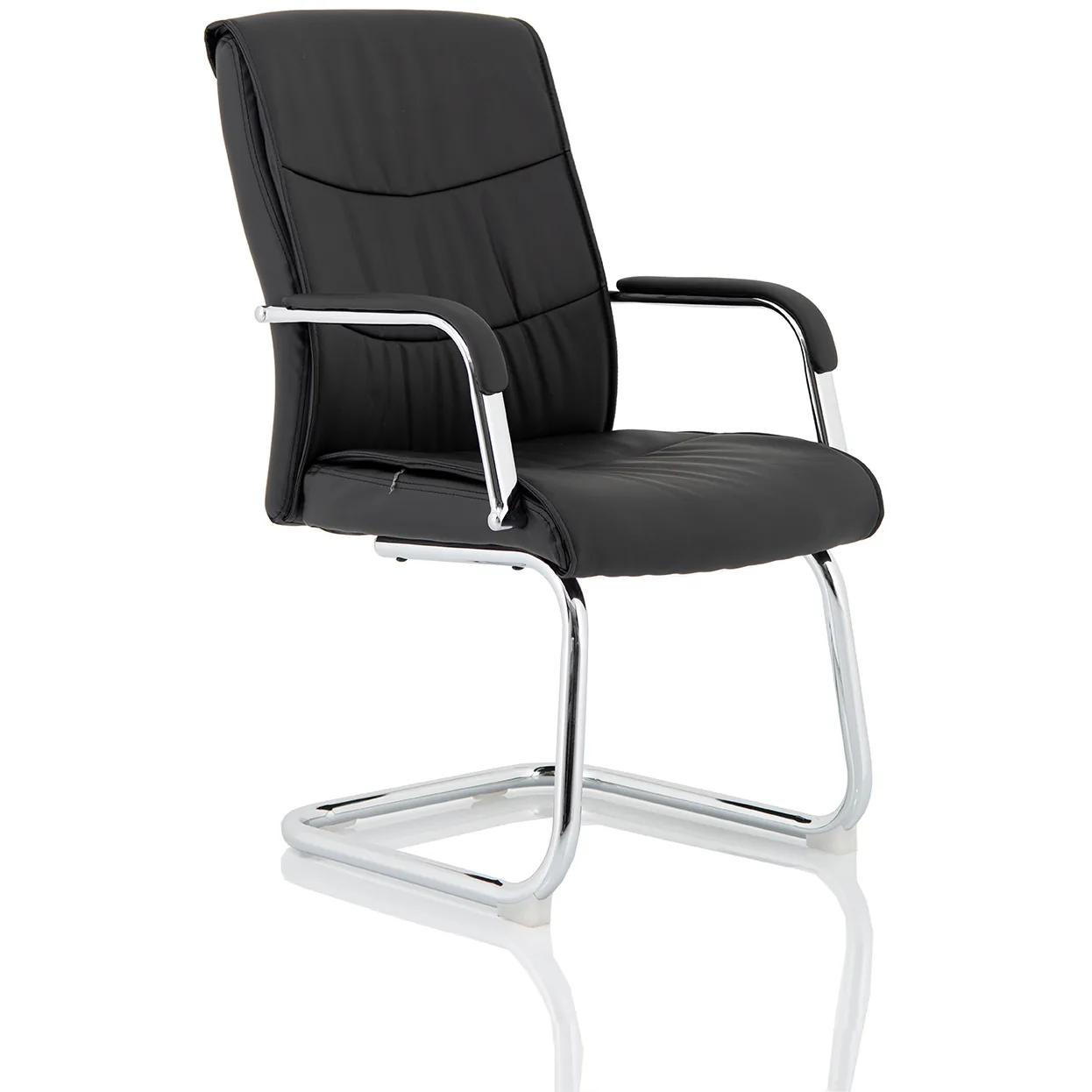 Carter Medium Back Black Leather Cantilever Visitor Office Chair with Arms