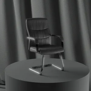 Carter Medium Back Black Leather Cantilever Visitor Office Chair with Arms