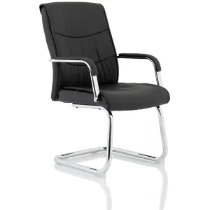 Carter Medium Back Black Leather Cantilever Visitor Office Chair with Arms