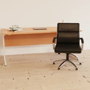Carter Medium Back Black Leather Cantilever Visitor Office Chair with Arms
