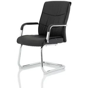 Carter Medium Back Black Leather Cantilever Visitor Office Chair with Arms