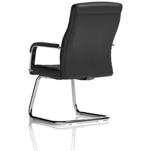 Carter Medium Back Black Leather Cantilever Visitor Office Chair with Arms