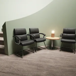 Desire Medium Back Leather Cantilever Visitor Chair with Arms