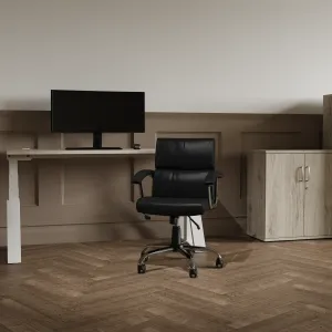 Desire Medium Back Leather Cantilever Visitor Chair with Arms