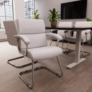 Desire Medium Back Leather Cantilever Visitor Chair with Arms