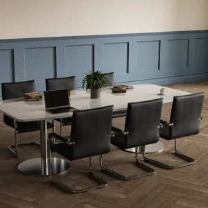 Echo Medium Back Leather Cantilever Visitor Chair with Arms