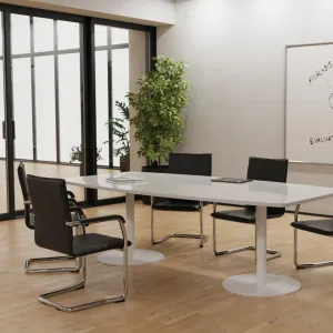 Echo Medium Back Leather Cantilever Visitor Chair with Arms