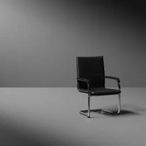 Echo Medium Back Leather Cantilever Visitor Chair with Arms