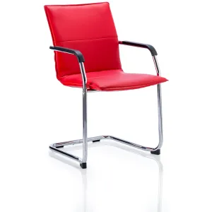 Echo Medium Back Leather Cantilever Visitor Chair with Arms