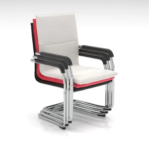 Echo Medium Back Leather Cantilever Visitor Chair with Arms