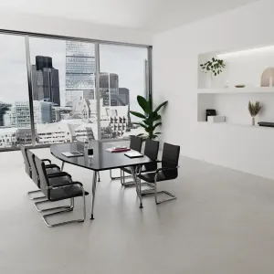 Echo Medium Back Leather Cantilever Visitor Chair with Arms