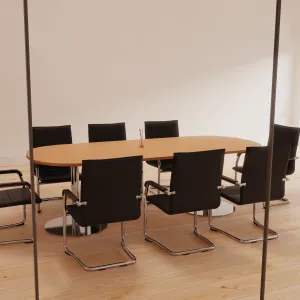 Echo Medium Back Leather Cantilever Visitor Chair with Arms
