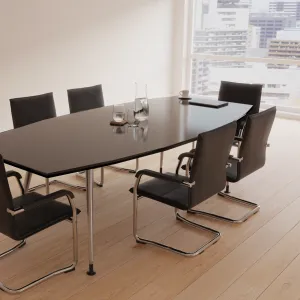 Echo Medium Back Leather Cantilever Visitor Chair with Arms