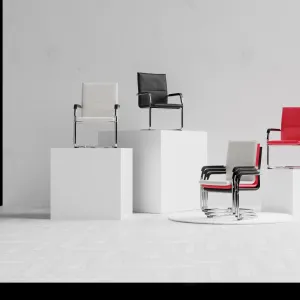 Echo Medium Back Leather Cantilever Visitor Chair with Arms