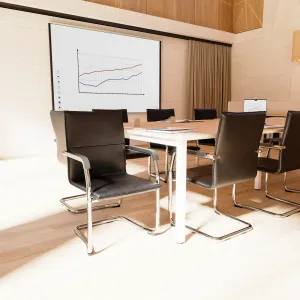 Echo Medium Back Leather Cantilever Visitor Chair with Arms