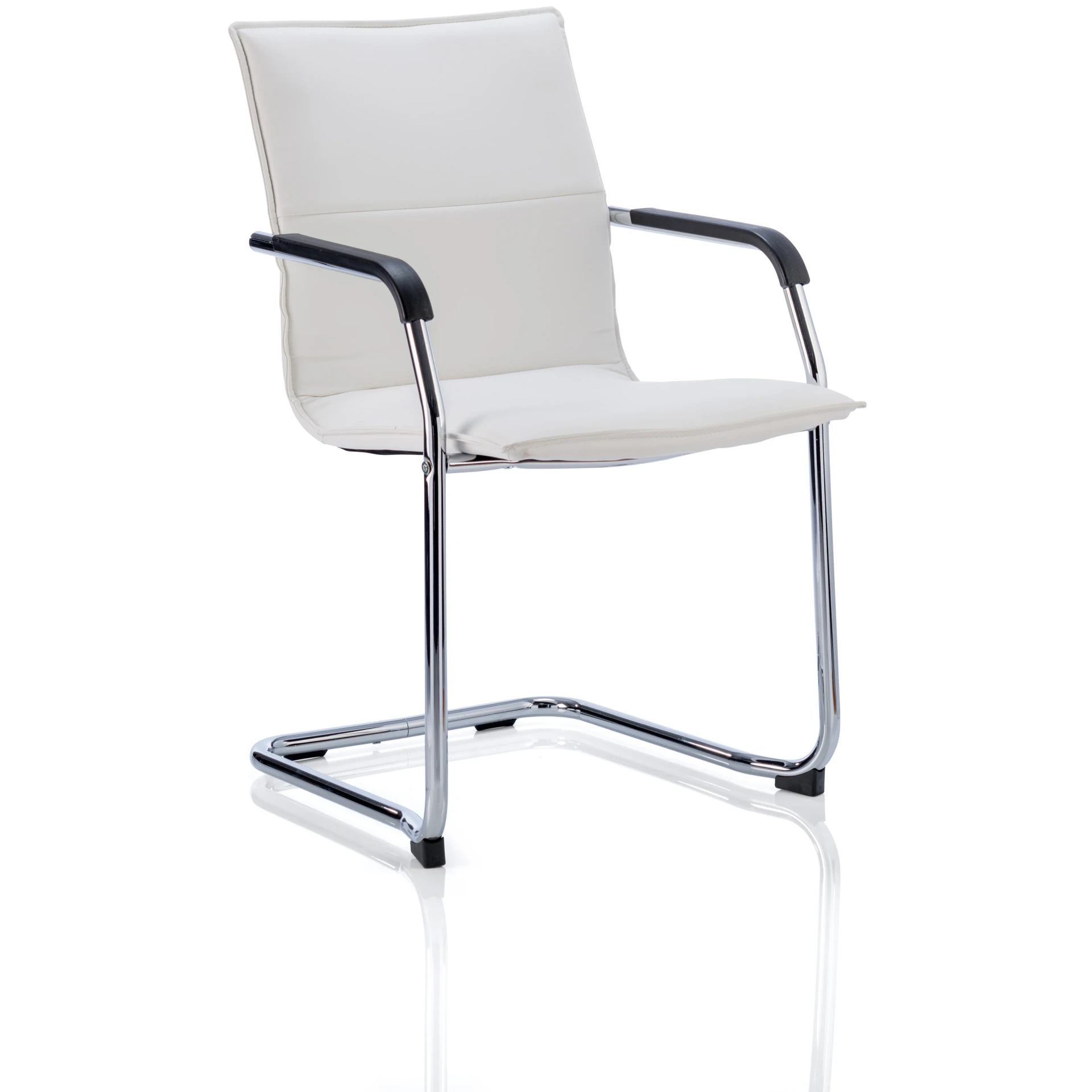 Echo Medium Back Leather Stackable Cantilever Visitor Chair with Arms