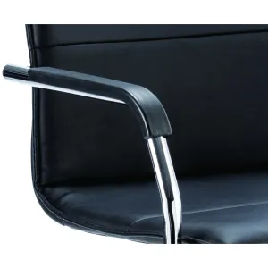 Echo Medium Back Leather Stackable Cantilever Visitor Chair with Arms