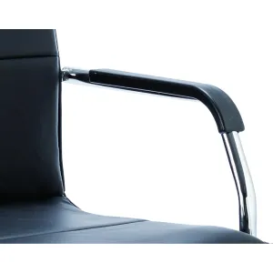 Echo Medium Back Leather Stackable Cantilever Visitor Chair with Arms