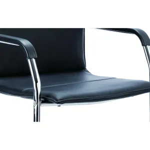 Echo Medium Back Leather Stackable Cantilever Visitor Chair with Arms
