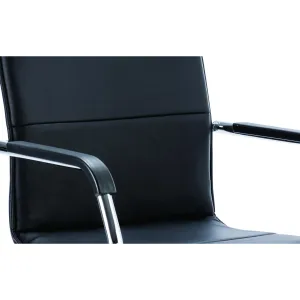 Echo Medium Back Leather Stackable Cantilever Visitor Chair with Arms