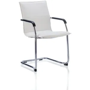 Echo Medium Back Leather Stackable Cantilever Visitor Chair with Arms