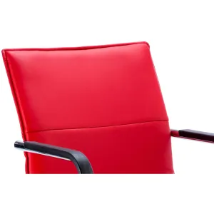 Echo Medium Back Leather Stackable Cantilever Visitor Chair with Arms