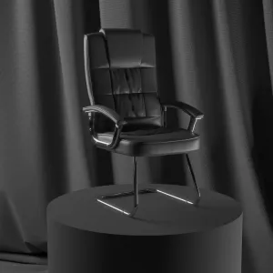 Moore Deluxe High Back Black Cantilever Visitor Chair with Arms