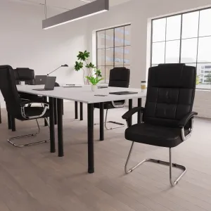 Moore Deluxe High Back Black Cantilever Visitor Chair with Arms