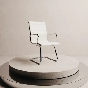 Nola Black Leather Cantilever Visitor Chair with Arms