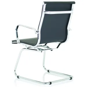 Nola Black Leather Cantilever Visitor Chair with Arms