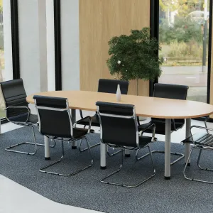 Nola Black Leather Cantilever Visitor Chair with Arms