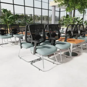 Portland Mesh Back Cantilever Visitor Chair with Arms