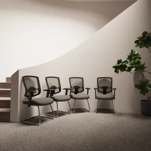 Portland Mesh Back Cantilever Visitor Chair with Arms