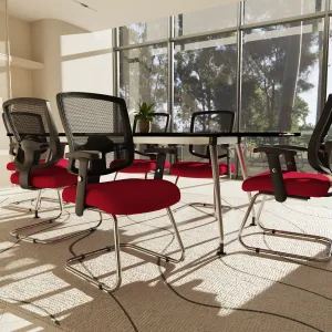 Portland Mesh Back Cantilever Visitor Chair with Arms