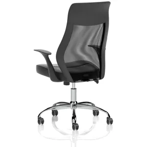 Baye High Mesh Back Task Operator Black Leather Office Chair with Arms