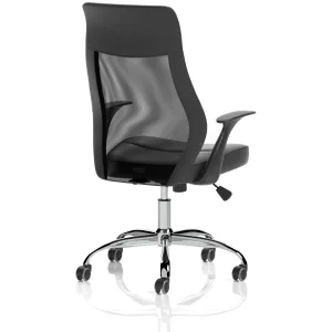 Baye High Mesh Back Task Operator Black Leather Office Chair with Arms