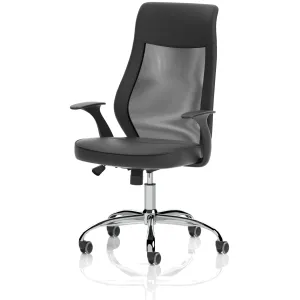 Baye High Mesh Back Task Operator Black Leather Office Chair with Arms
