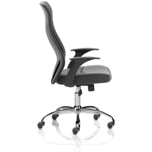 Baye High Mesh Back Task Operator Black Leather Office Chair with Arms