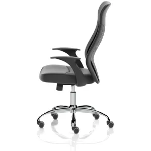 Baye High Mesh Back Task Operator Black Leather Office Chair with Arms
