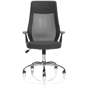Baye High Mesh Back Task Operator Black Leather Office Chair with Arms