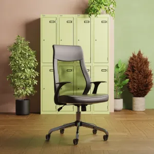 Baye High Mesh Back Task Operator Black Leather Office Chair with Arms