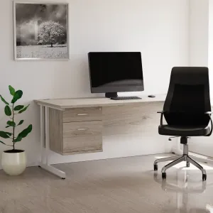 Baye High Mesh Back Task Operator Black Leather Office Chair with Arms